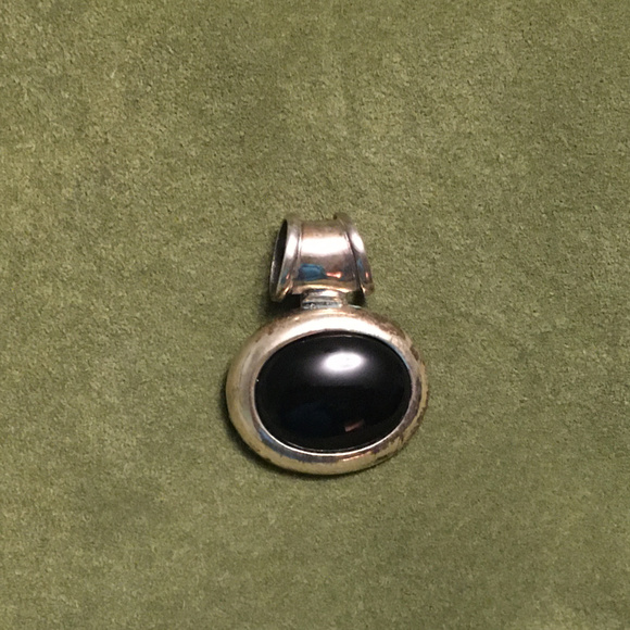 Sterling Silver & Onyx Slide Pendant - Picture 5 of 5